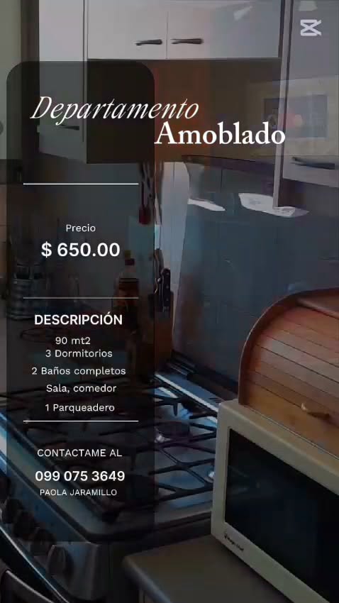 Departamento amoblado de 3 dormitorios en arriendo en Amagasí del Inca